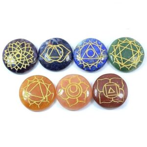 7 Chakra Symbol Engraved Set Healing Gemstone for Reiki Healing Crystal Healing