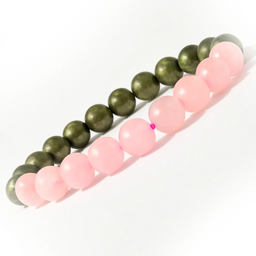 Combined Rose Quartz and Pyrite Bracelet for – Money Magnet, Attract Love, Relationship, Prosperity